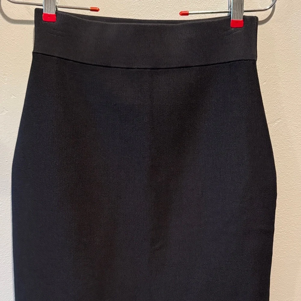 A.L.C Scalloped Black Fringe Hem Pencil Bodycon High Waisted Tassel Skirt - Picture 3 of 13